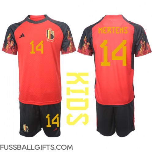 Belgien Dries Mertens #14 Fußballbekleidung Heimtrikot Kinder WM 2022 Kurzarm (+ kurze hosen)
